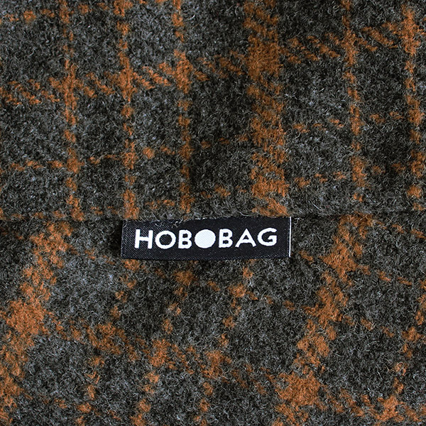 Tasche HOBOBAG grey check tweed, grau-safran, Wollmix / CONTIGO Fairtrade Onlineshop