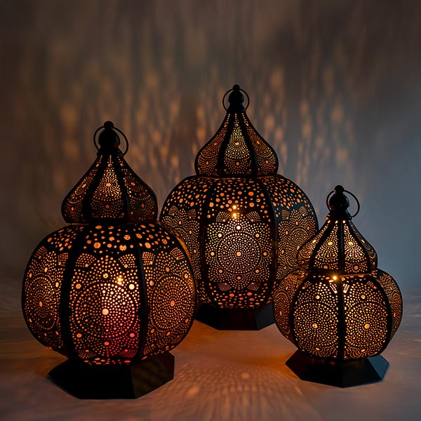 Laterne 39x24 cm, ORIENTAL LIGHTS, schwarz-gold, Eisenblech / CONTIGO Fairtrade Onlineshop