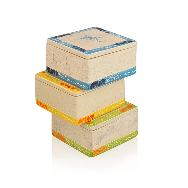 Schmuckkasten/ Dose quadratisch SAFARI (Stückpreis), Speckstein