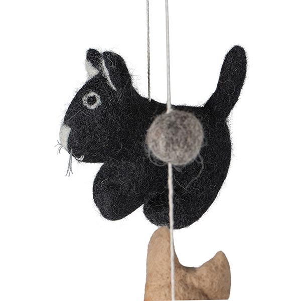 Mobile handgefilzt, KATZEN, Wolle, handgefilzt / CONTIGO Fairtrade Onlineshop