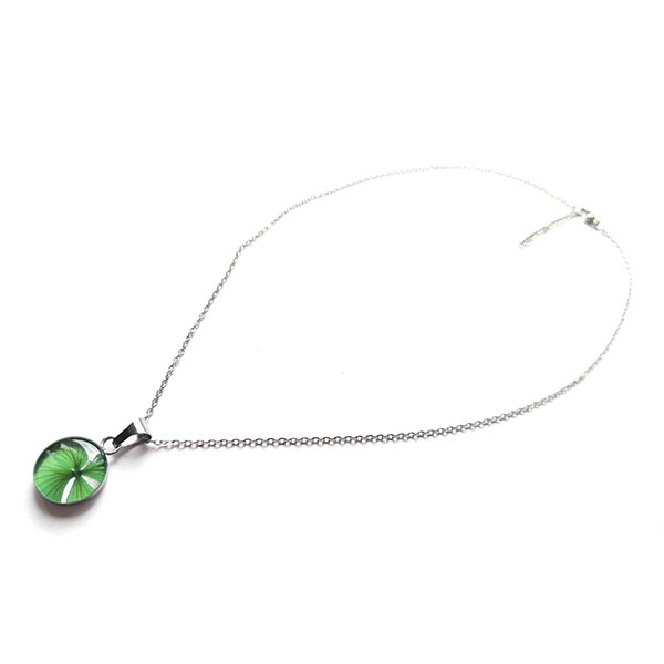 Halskette BLÜTE grün, Edelstahl