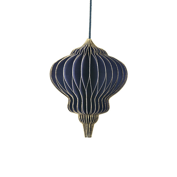 Papierdeko Origami DROP, 9 cm, dunkelblau, Goldrand / CONTIGO Fairtrade Onlineshop