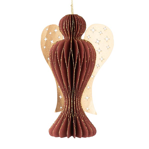 Baumschmuck Engel Origami 12cm weinrot Punkte, Glitter / CONTIGO Fairtrade Onlineshop