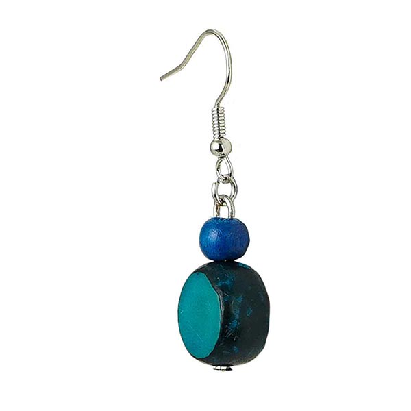 Ohrringe Puntos lang, blau, Palmnuss / CONTIGO Fairtrade Onlineshop