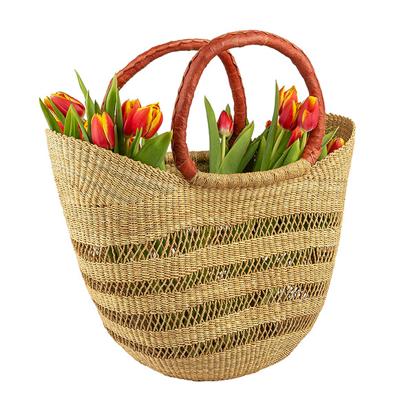Bolga Korb U-Form 40-48cm CUT-OUT natur, Steppengras / CONTIGO Fairtrade Onlineshop
