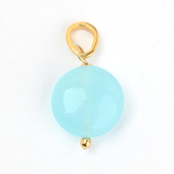 Anhänger, Chalcedon aqua, Mix&Match, 22K vergoldet