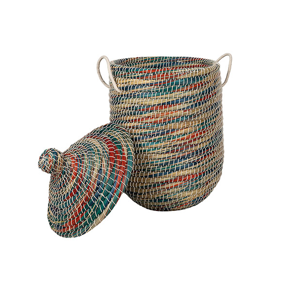 Wäschekorb 50cm MELANGE plus Deckel, Kaisagras / CONTIGO Fairtrade Onlineshop