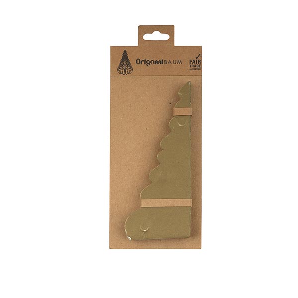 Weihnachtsbaum ORIGAMI 15 cm, piniengrün, Goldrand, Papier / CONTIGO Fairtrade Onlineshop