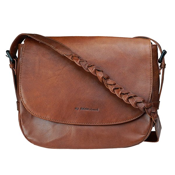 Schultertasche SATCHEL chestnut, ECO-Ziegenleder