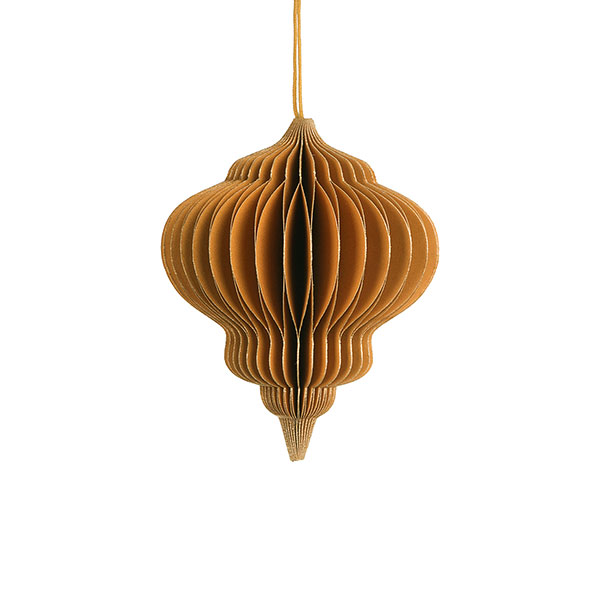 Papierdeko Origami DROP, 9 cm, goldgelb, Goldrand / CONTIGO Fairtrade Onlineshop