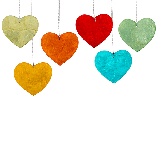 Anhänger HERZ bunt, Capiz (Stückpreis) / CONTIGO Fairtrade Onlineshop