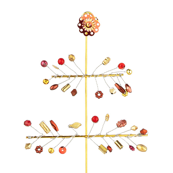 Perlendekoration Tannenbaum 30x22cm, rot-gold