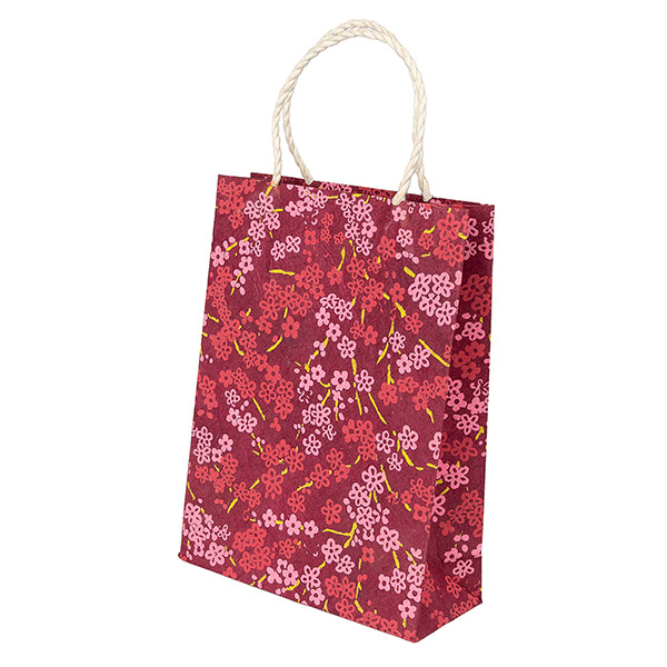 Geschenktüte S BLÜMCHEN, purpur-rosa-fuchsia-limette / CONTIGO Fairtrade Onlineshop