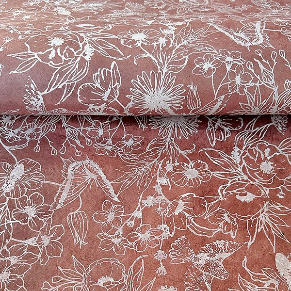 LOKTA Papierbogen, handgeschöpft, BUTTERFLY FLOWER, litschi-weiß