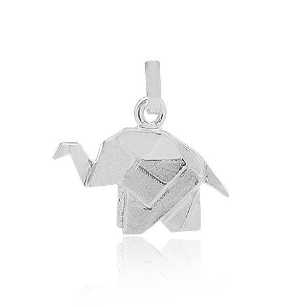 Kettenanhänger Origami Elefant, Silber