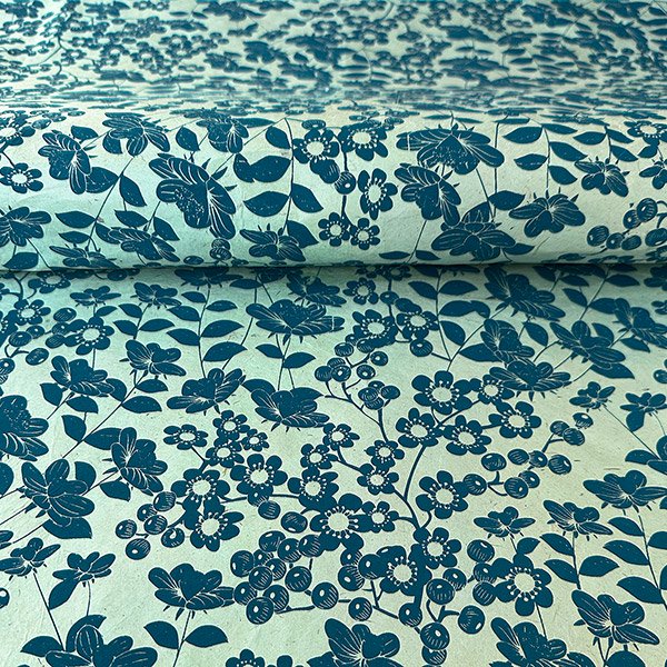 LOKTA Papierbogen, handgeschöpft, JASMIN GARDEN, mintgrün-weiß