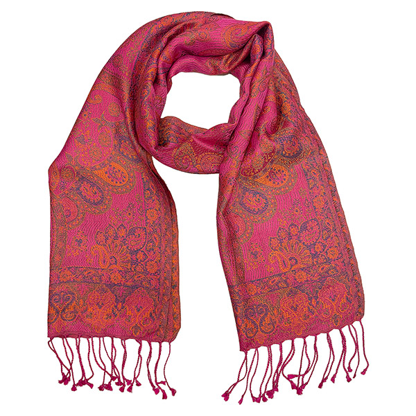 Schal PAISLEY, pink-fuchsia, 165x35cm, 100 % Seide