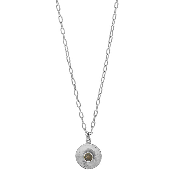 Halskette, Labradorit, versilbert / CONTIGO Fairtrade Onlineshop