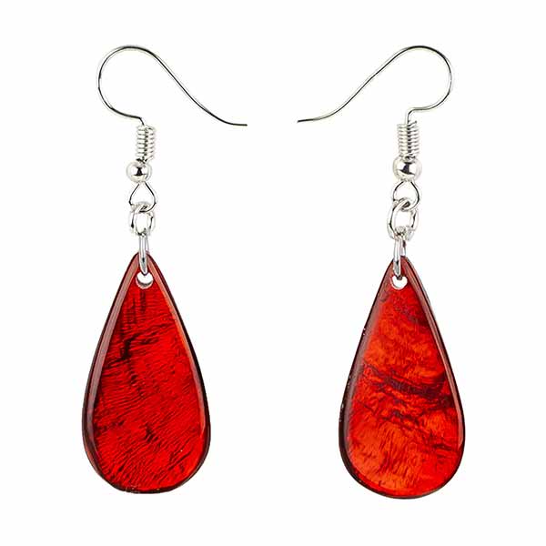 Ohrringe DROP, rubinrot, Capiz / CONTIGO Fairtrade Onlineshop