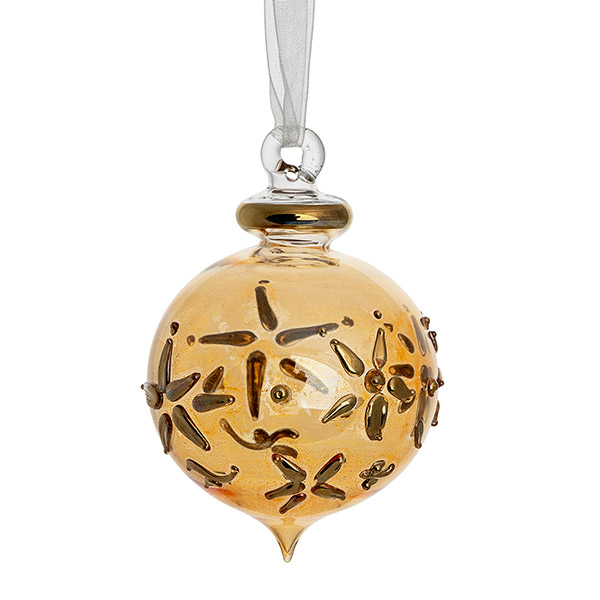 Glaskugel 6cm Osirion mit Spitze, amber-gold