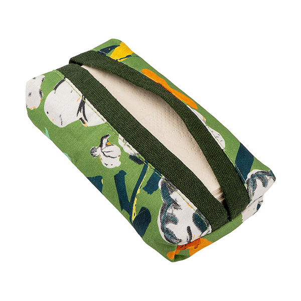 Taschentuchspender BUTTERCUP, grün-gelb-dunkelgrün, Baumwolle / CONTIGO Fairtrade Onlineshop