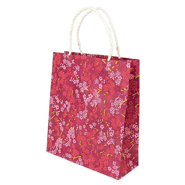 Geschenktüte M BLÜMCHEN, purpur-rosa-fuchsia-limette / CONTIGO Fairtrade Onlineshop