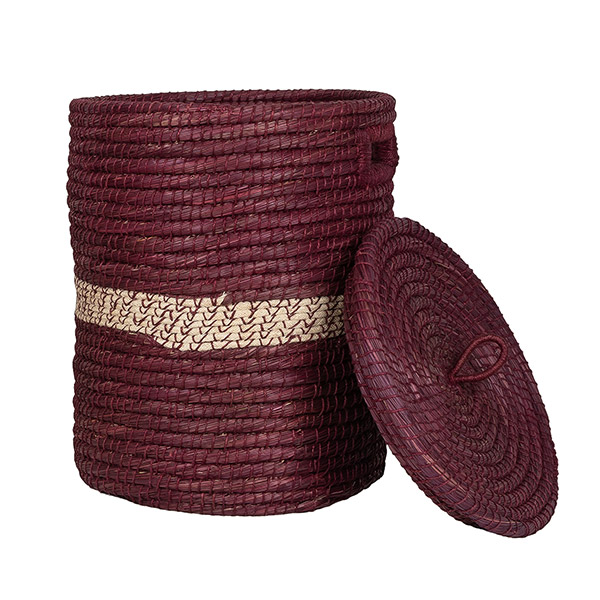 Wäschekorb 50cm BORDEAUX flacher Deckel, Gras, Jute / CONTIGO Fairtrade Onlineshop