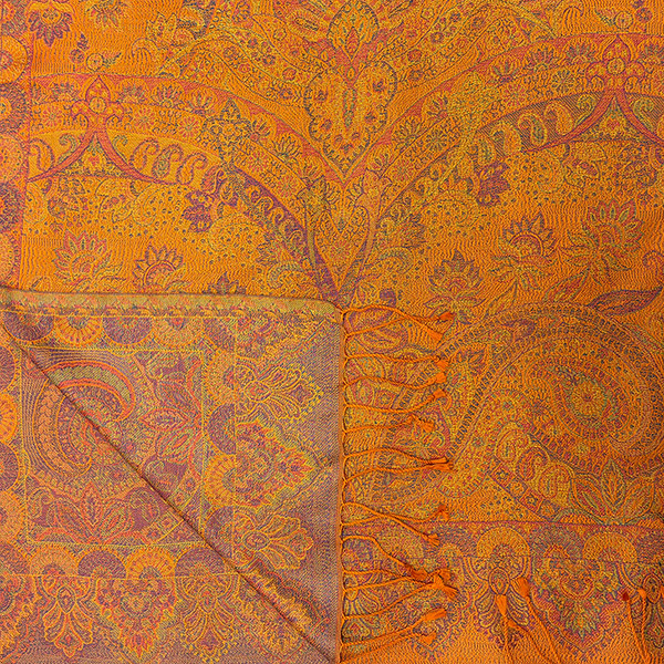 Schal PAISLEY, curry-violett-grün-mix, 190x54cm, Seide / CONTIGO Fairtrade Onlineshop