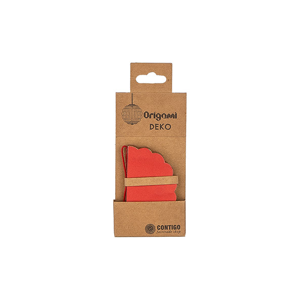 Papierdeko Origami 8cm SPHERE rot, Goldrand