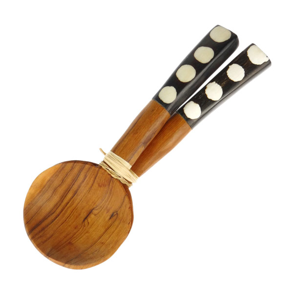 Salatbesteck 29cm BONE rund, Olivenholz