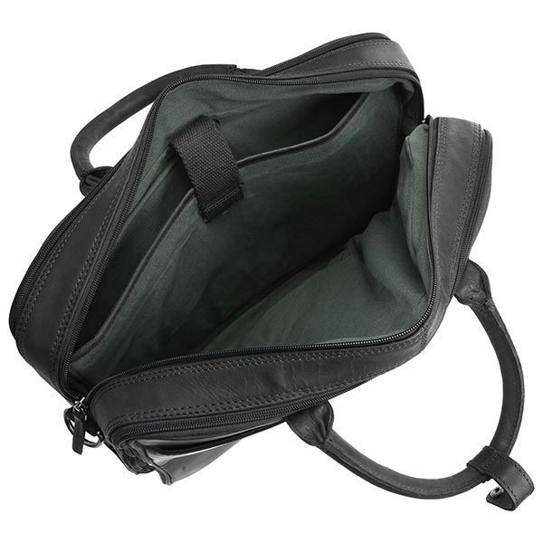 Aktentasche SPORTY schwarz, Ziegenleder / CONTIGO Fairtrade Onlineshop