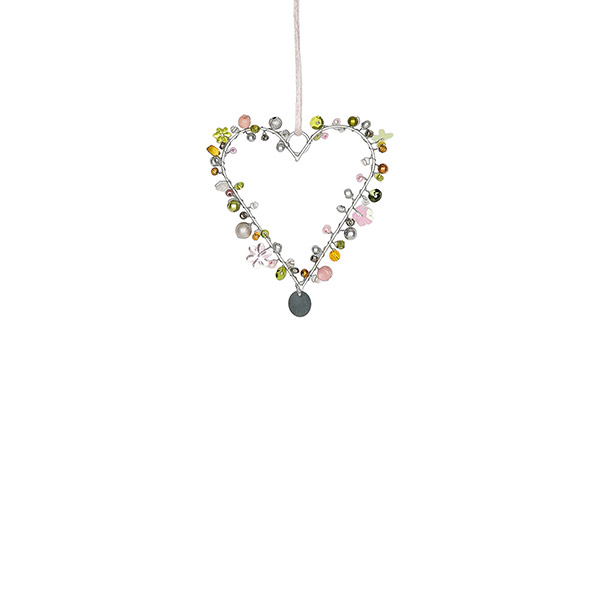 Perlendekoration HERZ 10x7cm, petrol