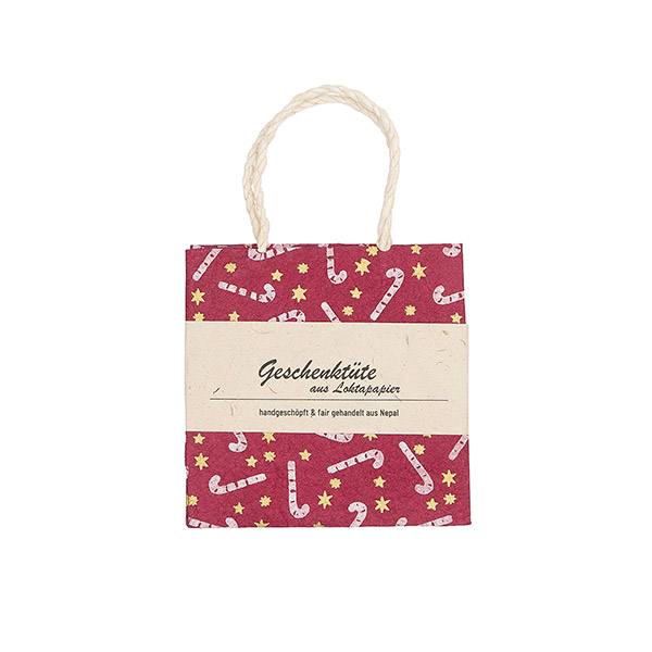 Geschenktüte XS ZUCKERSTANGE, beere-natur, Loktapapier / CONTIGO Fairtrade Onlineshop