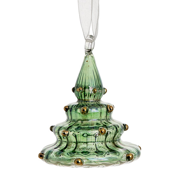 Glasanhänger Baum 7cm, grün-gold