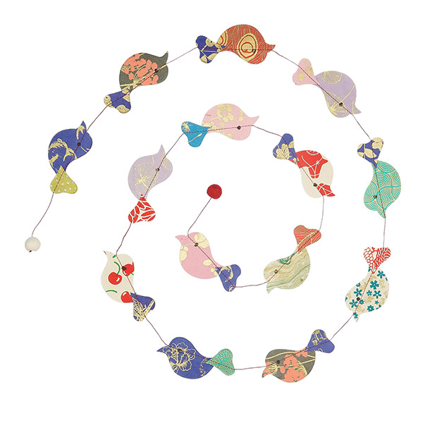 Girlande VOGEL bunt, 180cm, Loktapapier / CONTIGO Fairtrade Onlineshop