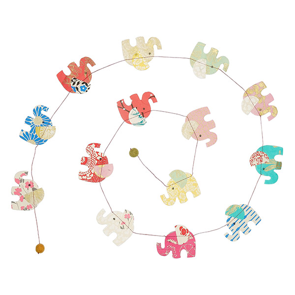 Girlande ELEFANTEN bunt, 180cm,  Loktapapier / CONTIGO Fairtrade Onlineshop