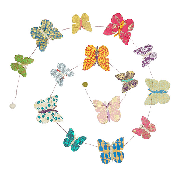 Girlande SCHMETTERLING bunt, 180cm, Loktapapier / CONTIGO Fairtrade Onlineshop