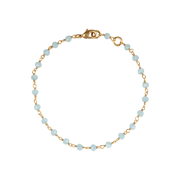 Armband, Chalcedon, aqua einreihig, 22K vergoldet / CONTIGO Fairtrade Onlineshop