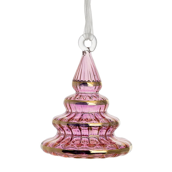 Glasanhänger Baum 7cm, mauve-gold