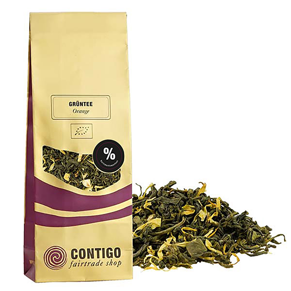 Orange GRÜNER TEE Bio 100g / CONTIGO Fairtrade Onlineshop