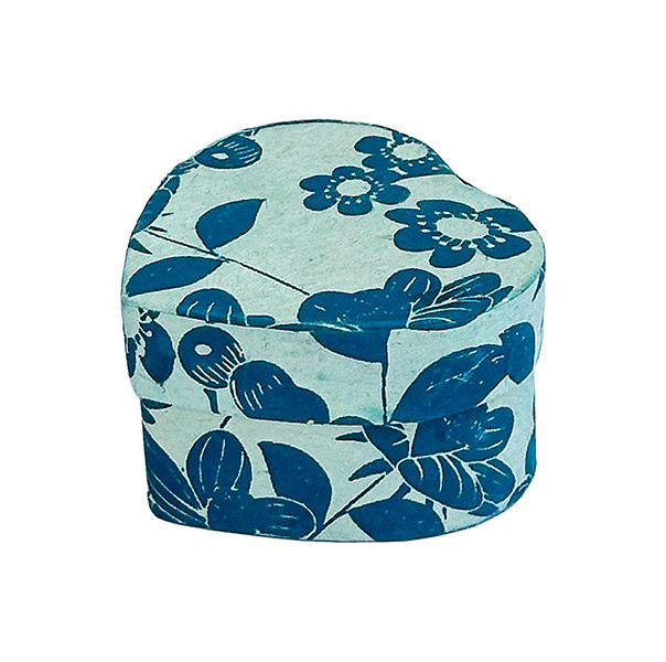 Dekobox Herzchen, BLOOMING, S, 6x 5,5 x 3,5 cm, hellblau-petrolgrün, Loktapapier handgeschöpft