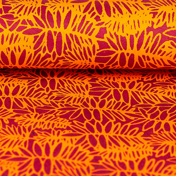 LOKTA Papierbogen, handgeschöpft, FARN, purpur-orange / CONTIGO Fairtrade Onlineshop