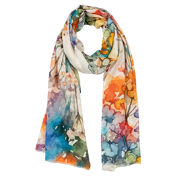 Schal 200x70, RAINBOW FLOWER pastell, Modal-Baumwolle