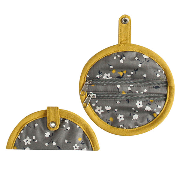 Faltetui rund PETITE FLOWERS, grau, gelb, Baumwolle