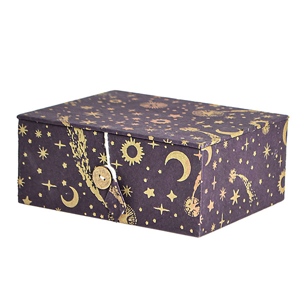 Dekobox, Geschenkbox FIRMAMENT violet-gold-kupfer, groß, Loktapapier