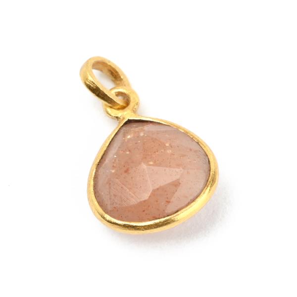 Anhänger, Tropfen, Mondstein rosé, Mix&Match, 22K vergoldet / CONTIGO Fairtrade Onlineshop