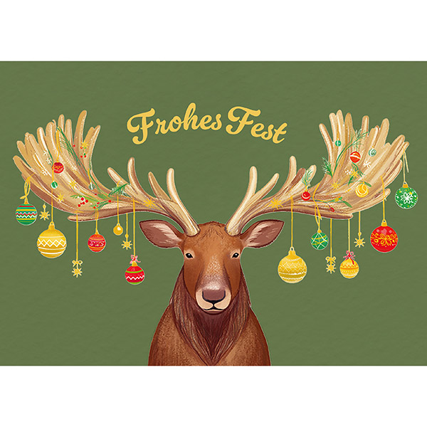 Grußkarte M Weihnachtsgeweih / CONTIGO Fairtrade Onlineshop