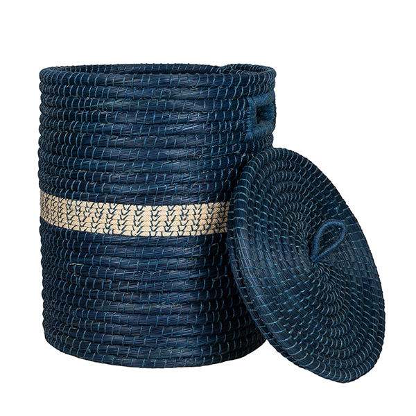 Wäschekorb 50cm AZUL flacher Deckel, Gras, Jute / CONTIGO Fairtrade Onlineshop
