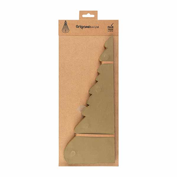 Weihnachtsbaum ORIGAMI 24cm piniengrün, Goldrand, Papier / CONTIGO Fairtrade Onlineshop