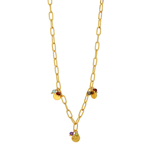 Halskette STATEMENT Steinchen bunt, 22K vergoldet / CONTIGO Fairtrade Onlineshop